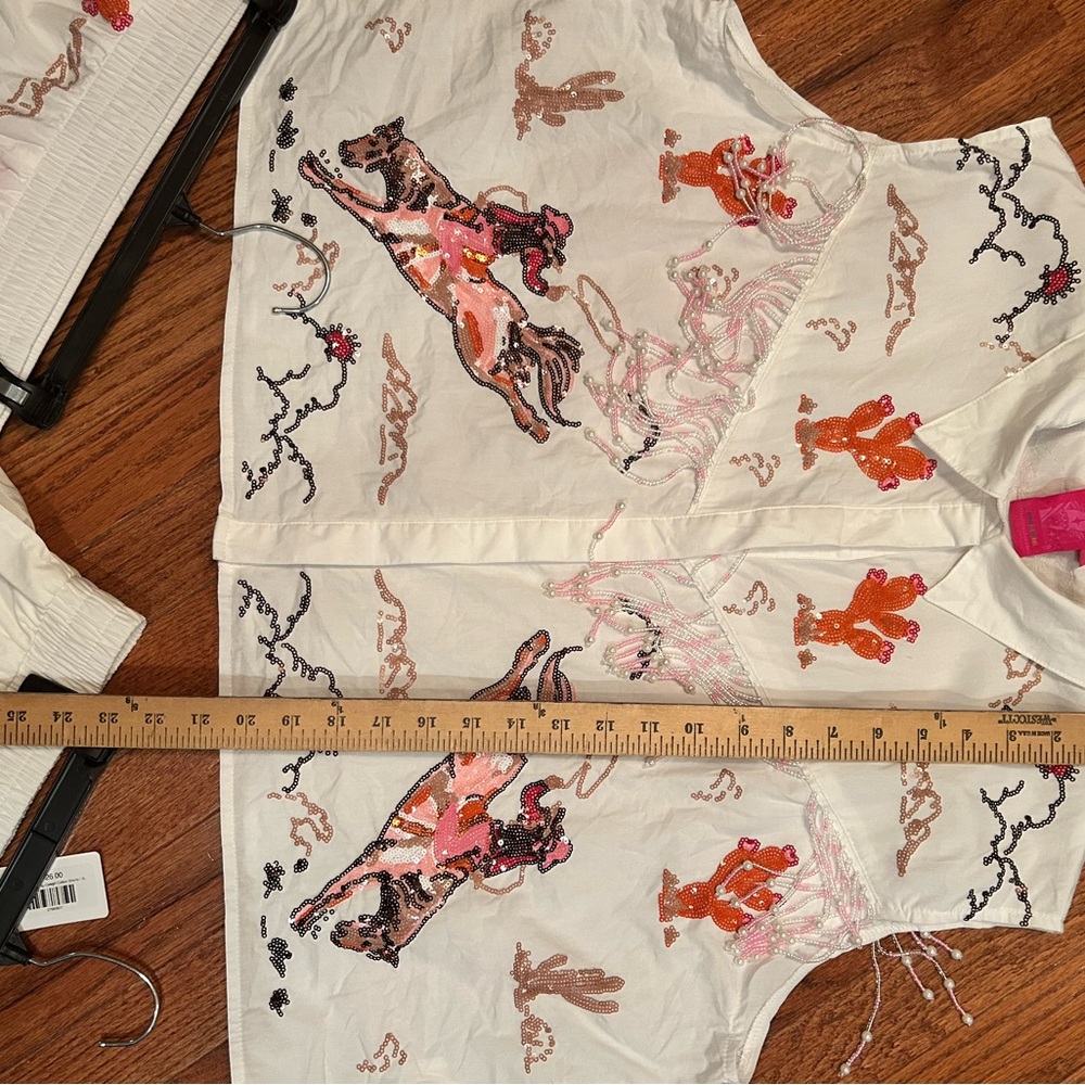 QUEEN OF SPARKLES RODEO - Bucking Cowgirl SEQUIN Set in White and Pink - Picture 2 of 9